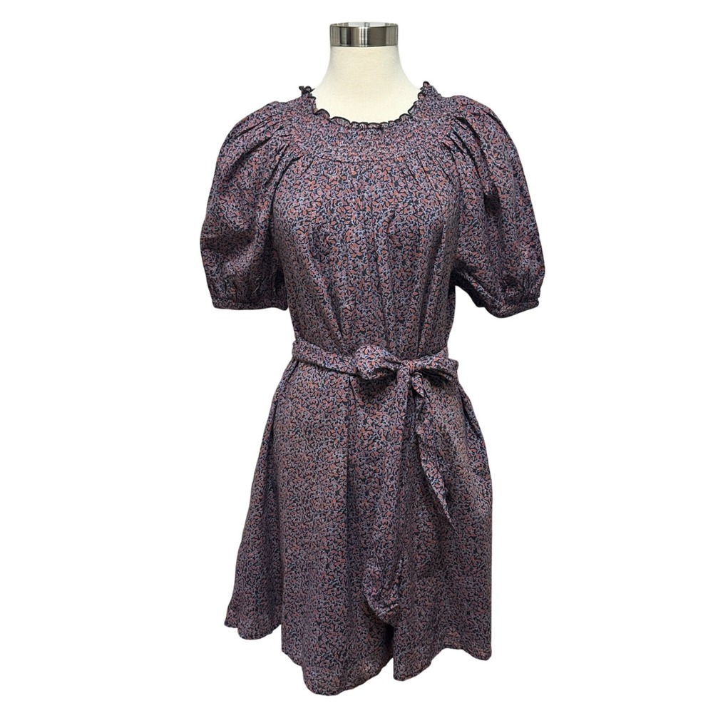 NEW Roller Rabbit Ainsley Dress Womens L Cottage Floral Puff Sleeve Cottonxl